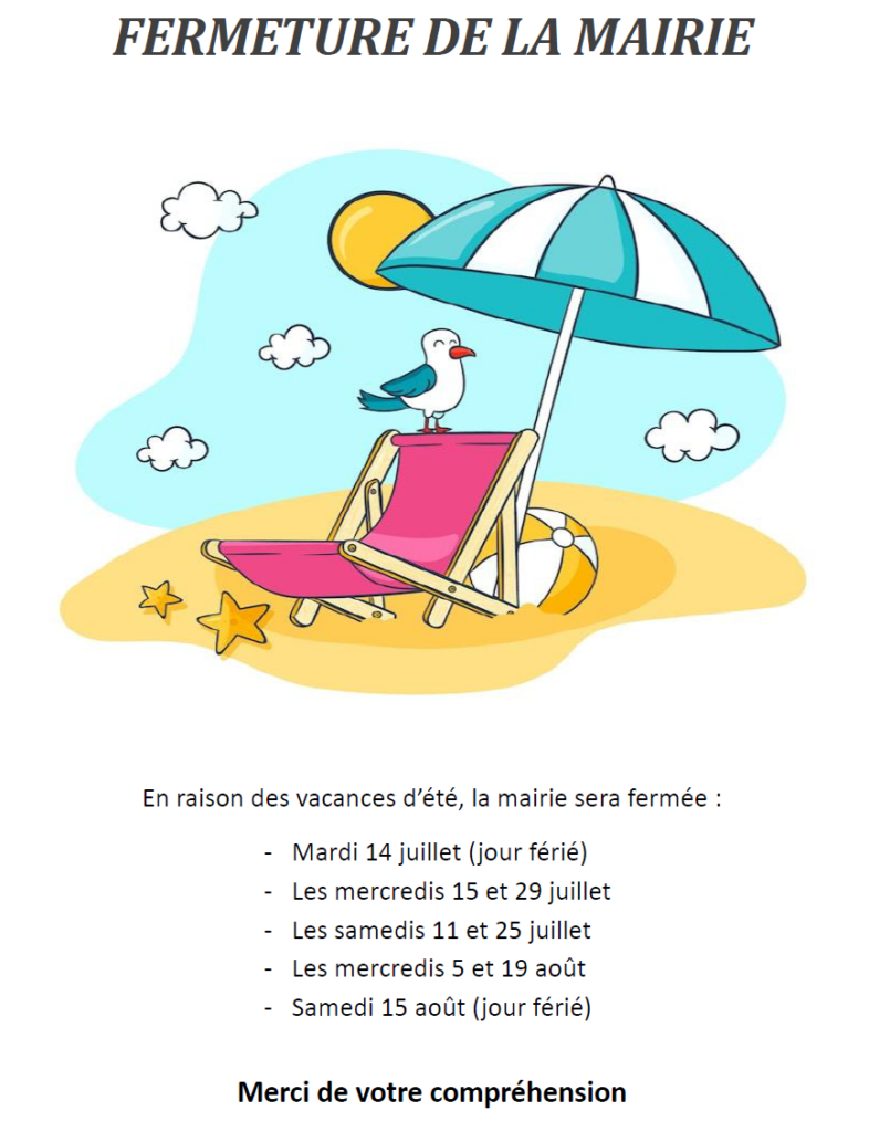 Fermeture Ete 2026 Mairie de Mary-sur-Marne